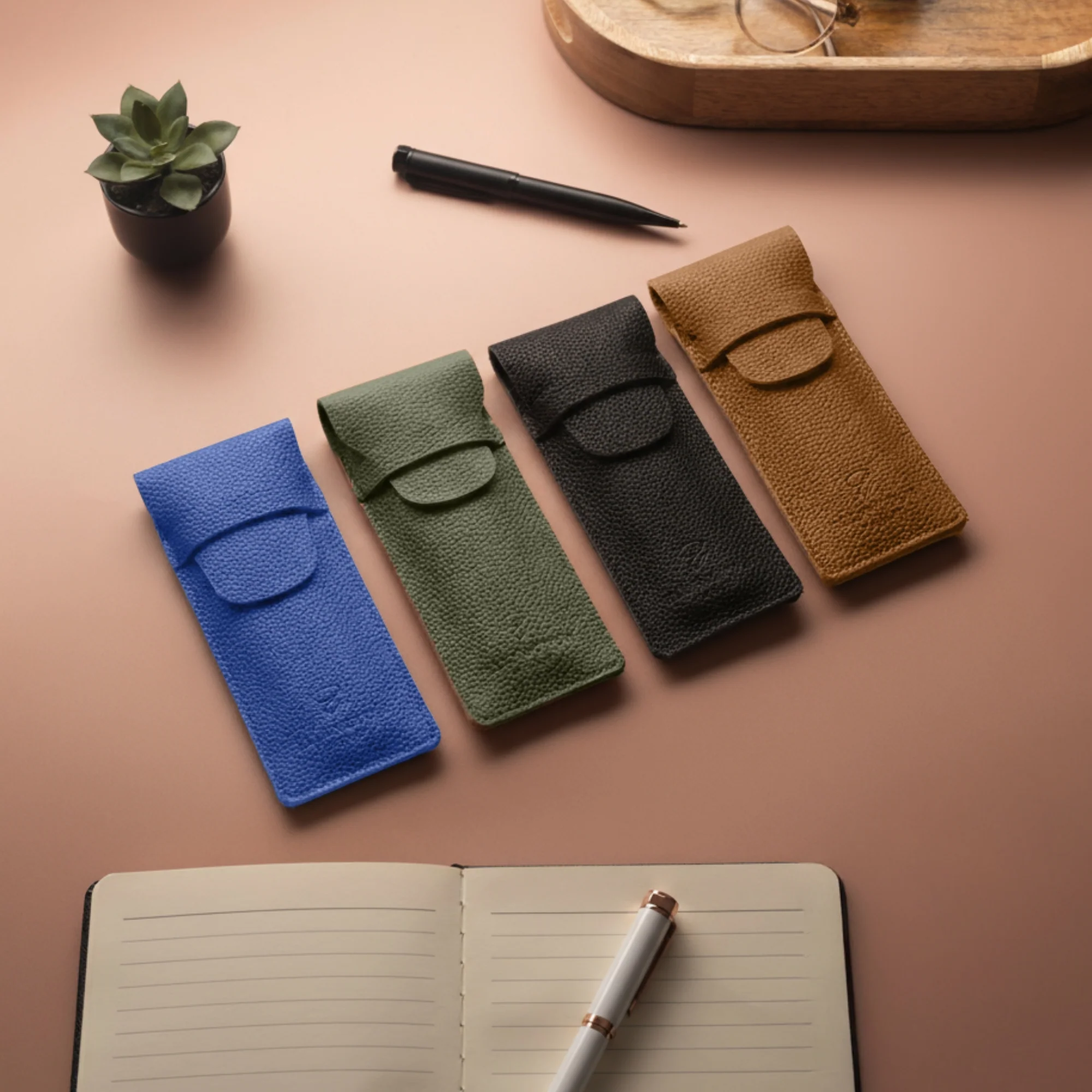 Blue Leather Pen Case with Gift Box - Image 9