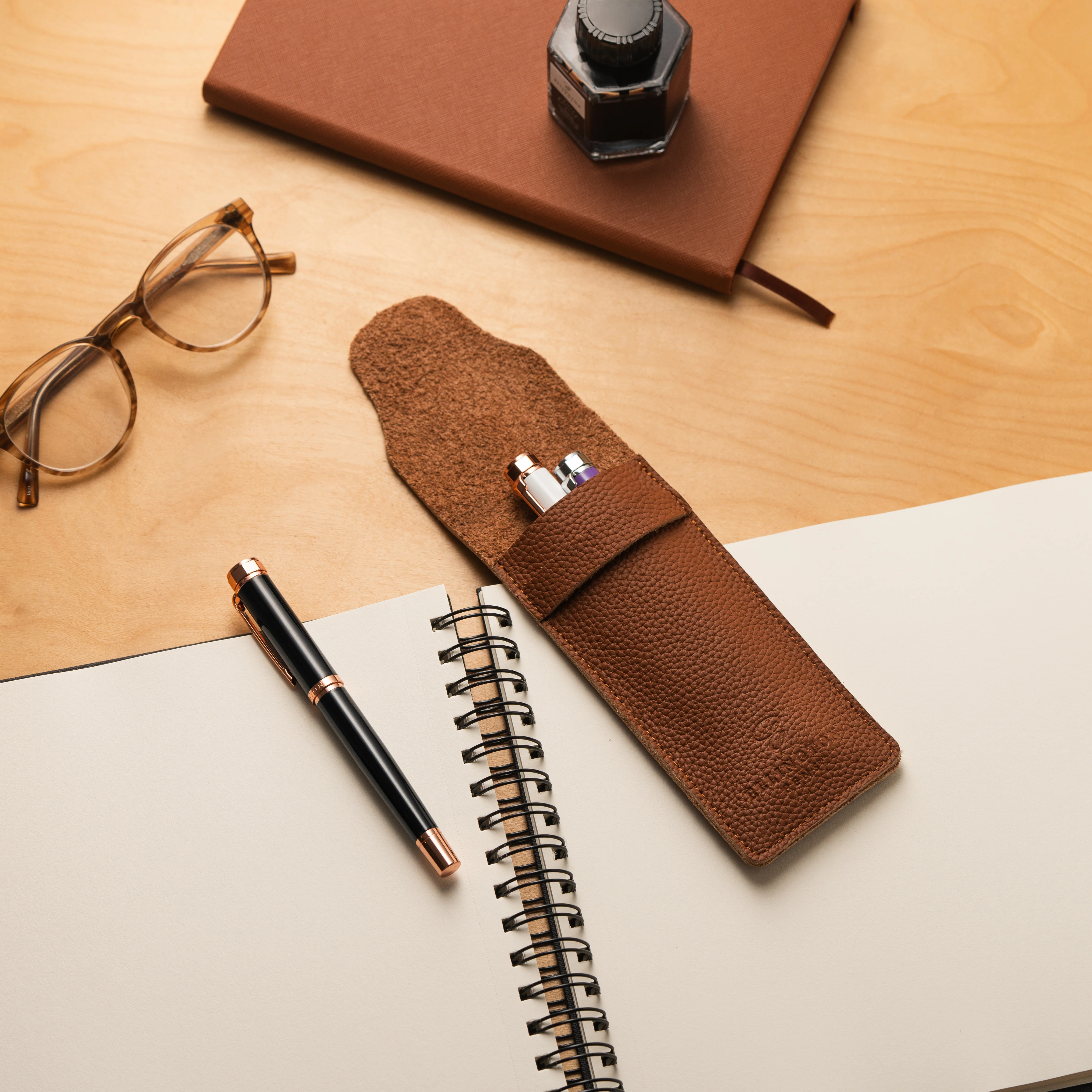 Leather Pen Case  Tan Brown - Image 3