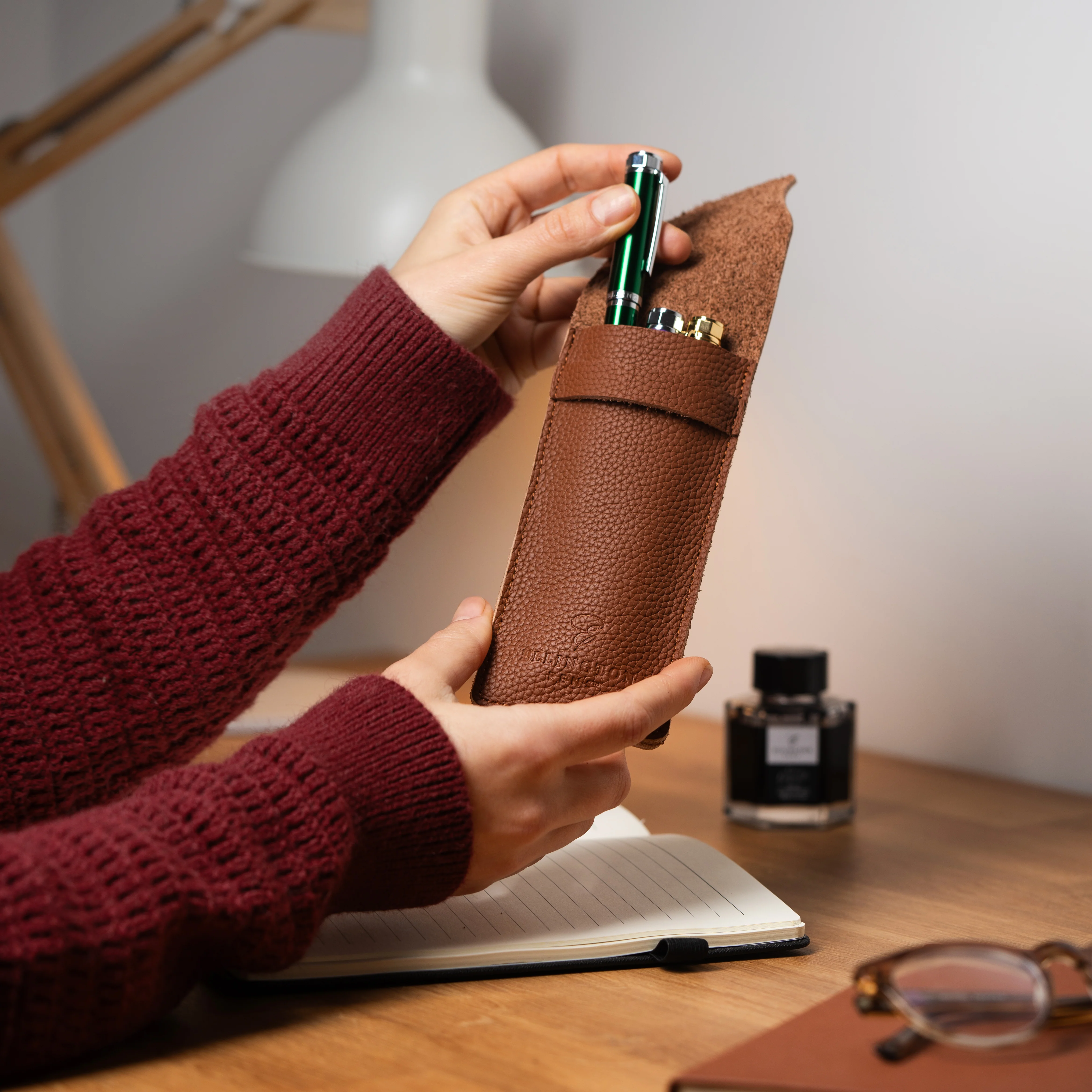Leather Pen Case  Tan Brown - Image 4