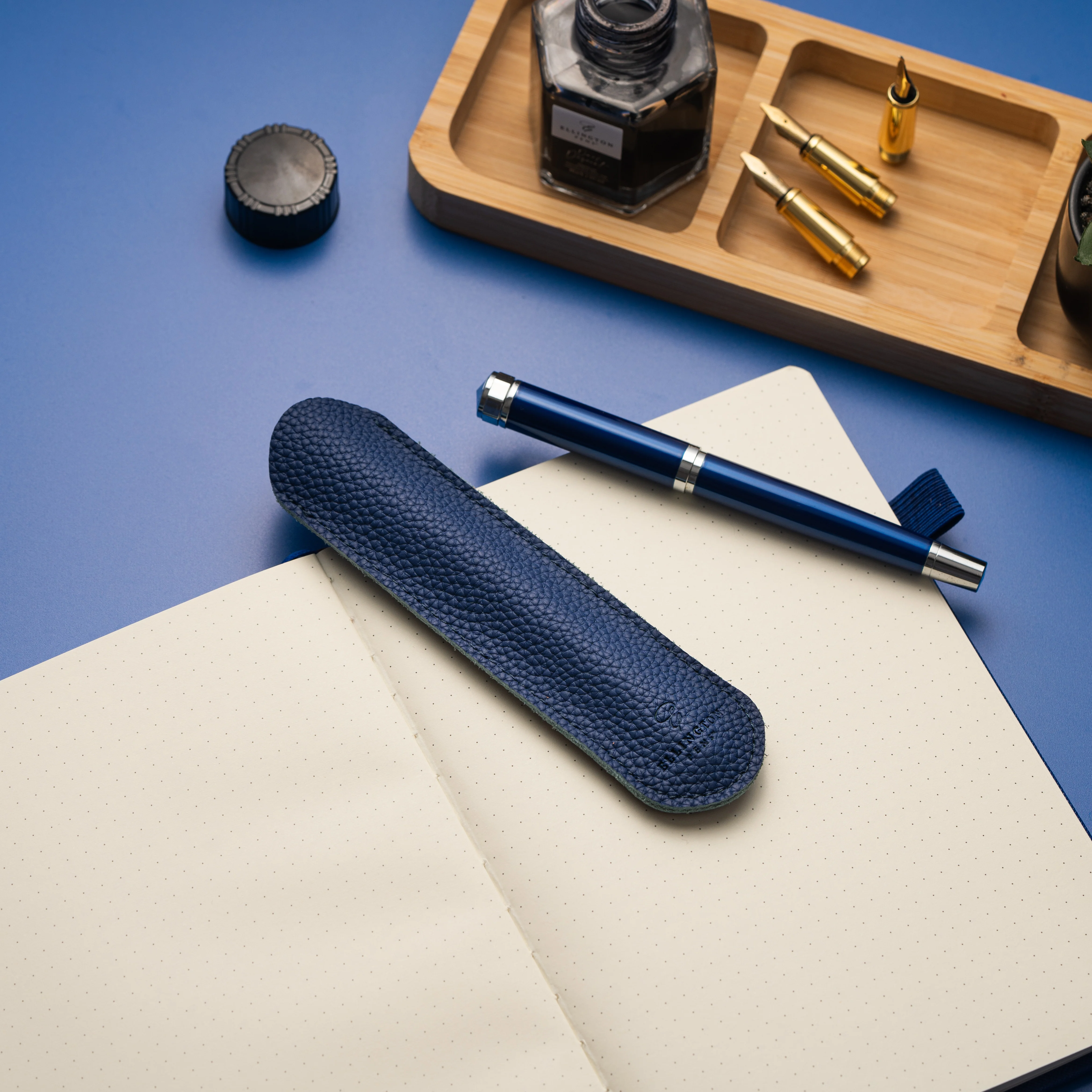 Leather Pen Sleeve Blue - Image 3
