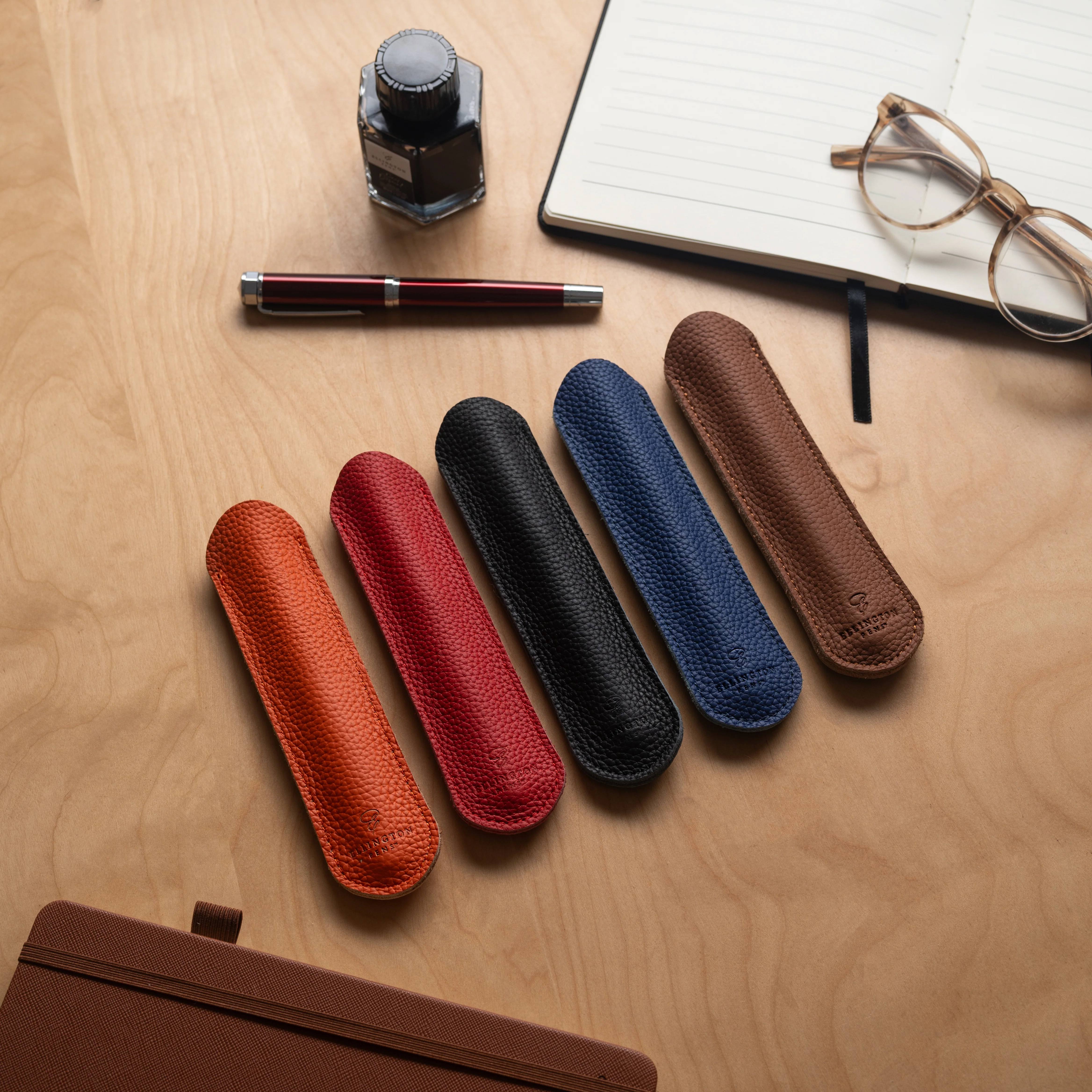 Leather Pen Sleeve Blue - Image 4