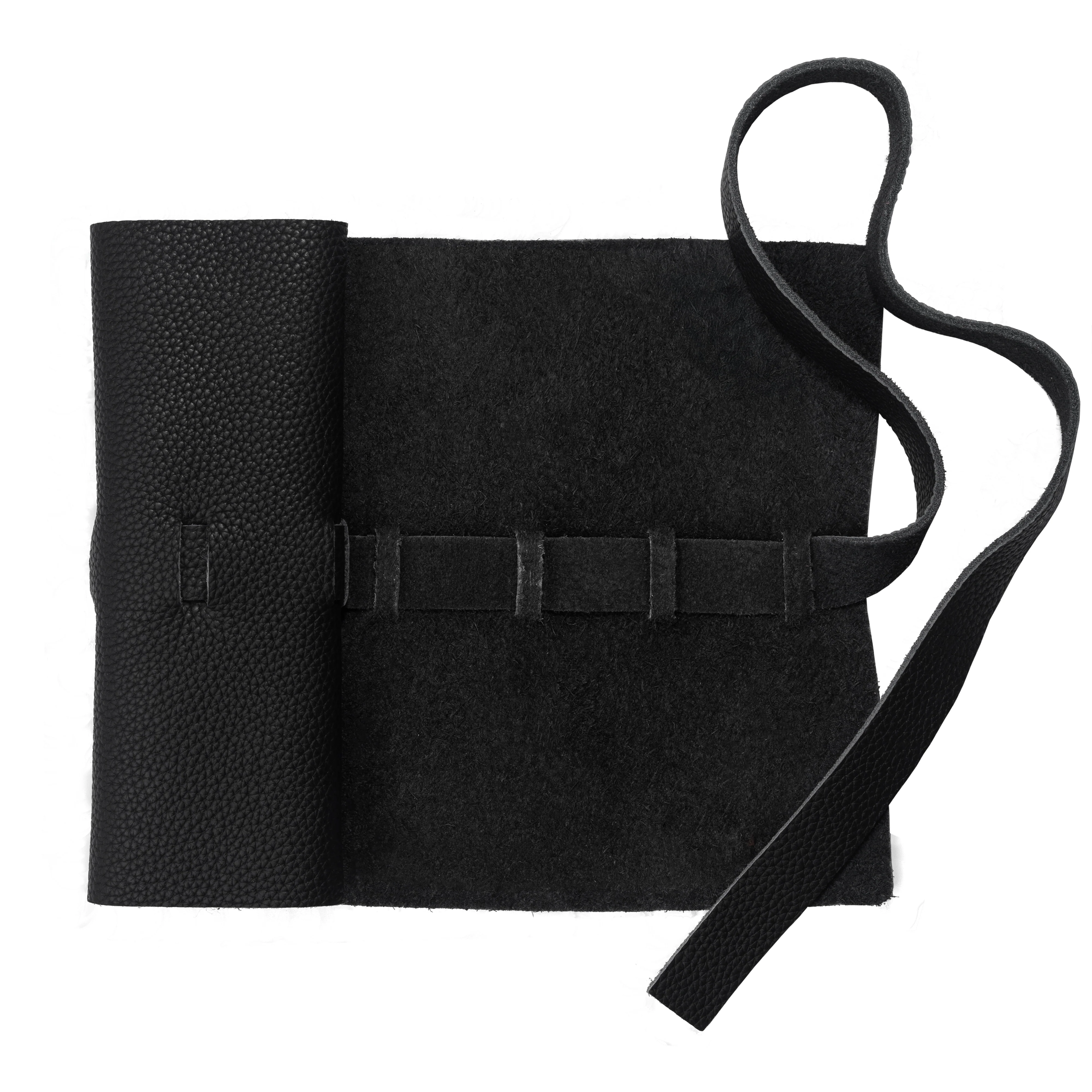 Leather Pen Roll Black
